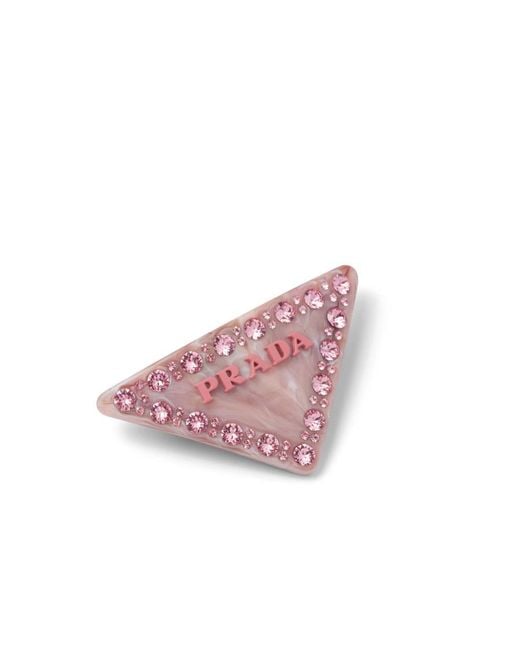 Prada Pink Hair Clip With Crystals