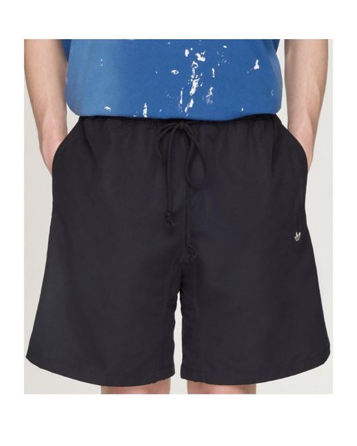 Song For The Mute Black X Adidas 007 Logo-Embroidered Side-Stripe Shorts for men