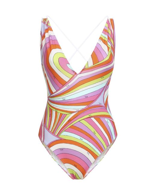Emilio Pucci Red Pucci Printed Cross-Back Beachwear