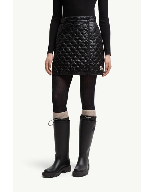 Moncler Black Logo Patch Quilted Skirt