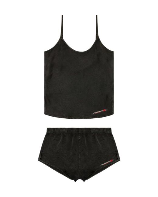DIESEL Black Logo-Patch Pajama Set
