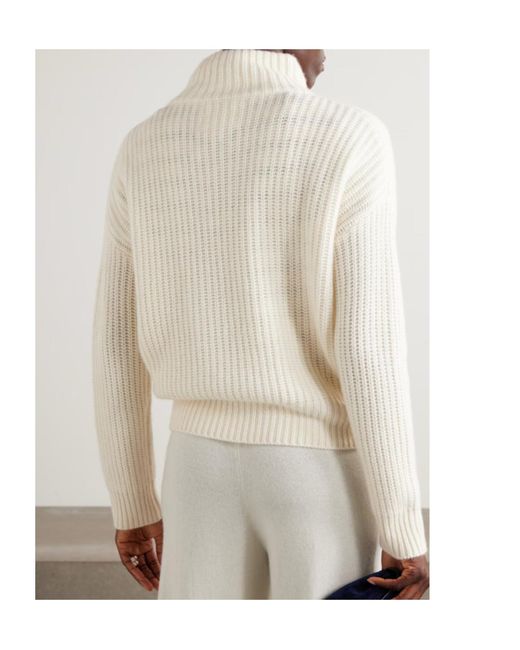 Lisa Yang White Turtleneck Long-Sleeves Sweater