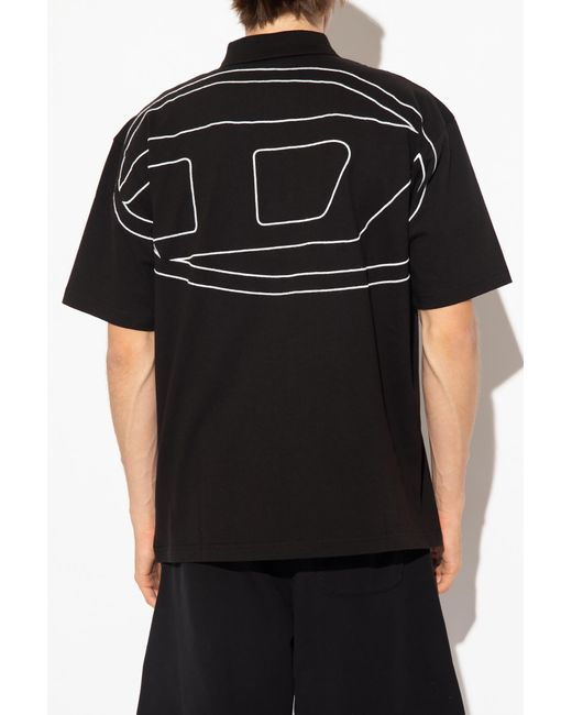 DIESEL Black Oval D Short-Sleeved Polo Shirt for men