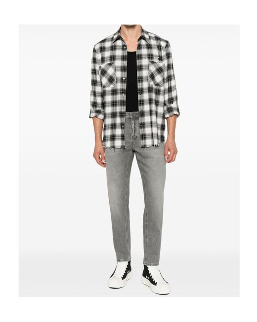 Dondup Gray Faded Tapered Jeans for men