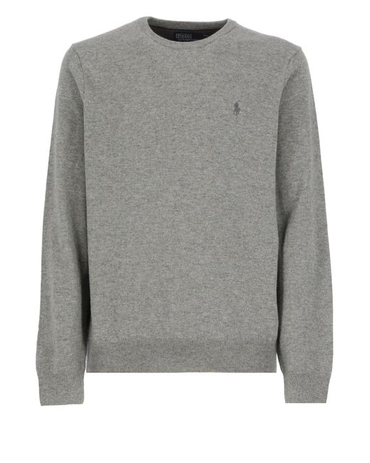 Polo Ralph Lauren Gray Polo Pony Embroidered Knitted Jumper for men