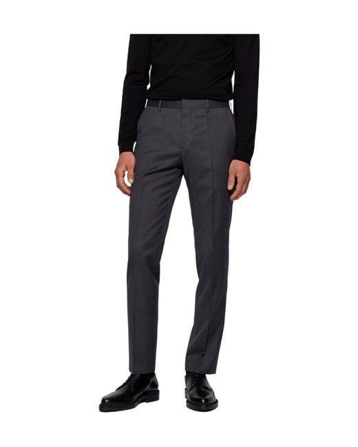 Boss Blue Solid Color Casual Trousers for men