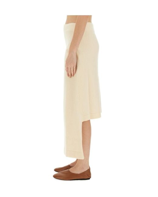 Jil Sander Natural High Low Hem Midi Skirt
