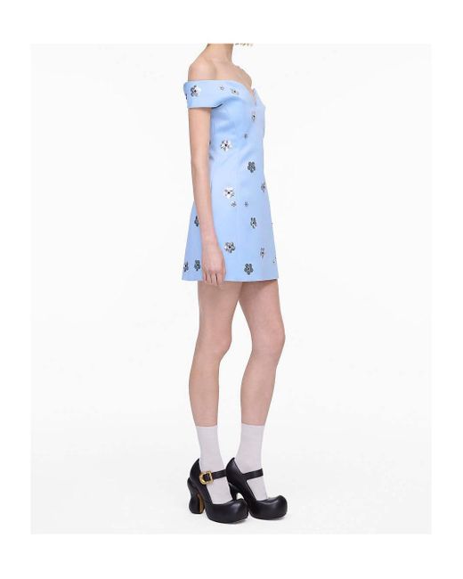 Marc Jacobs Blue Sequin Daisy Embellished Dress