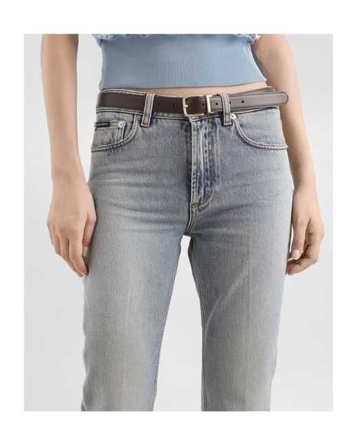 Dolce & Gabbana Gray Logo Plaque Jeans
