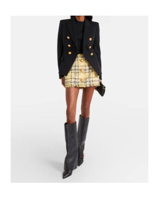 Balmain Metallic Sequined Cotton-Blend Tweed Miniskirt