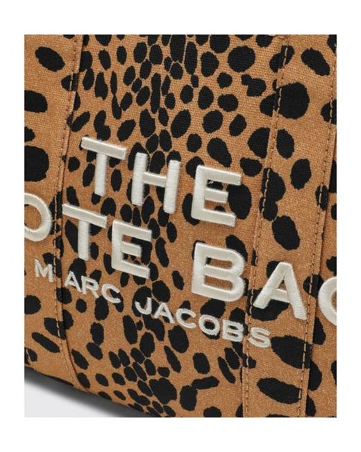 Marc Jacobs Brown The Cheetah Logo Embroidered Medium Tote Bag
