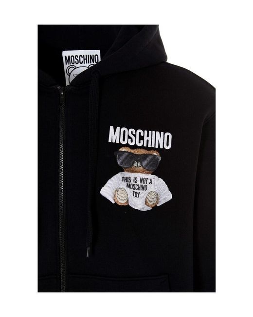 Moschino Black Toy Bear Print Hoodie for men
