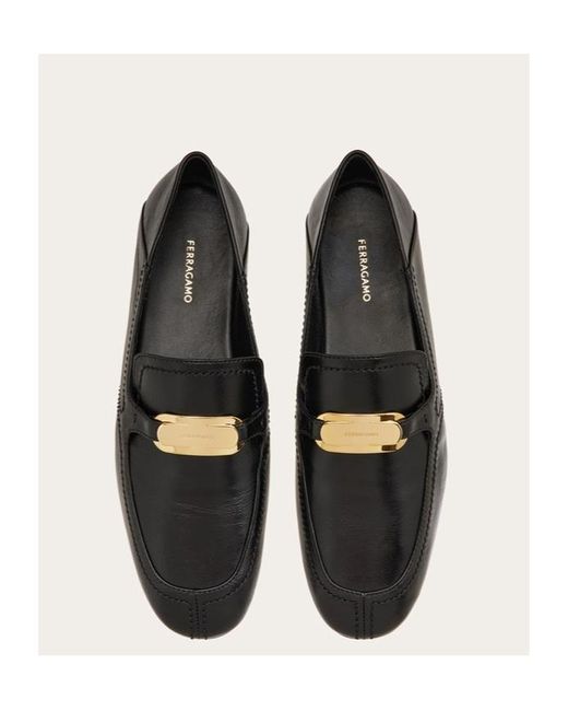 Ferragamo Blue Elaine Leather Loafers