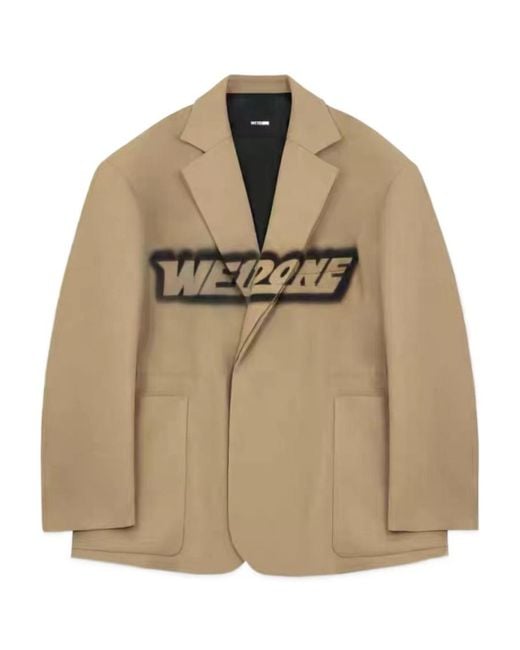 we11done Natural Printed Logo Suit Jacket for men