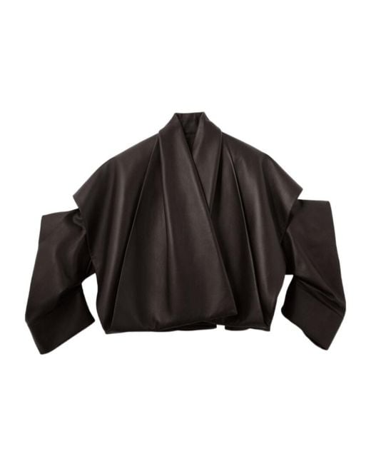 Jacquemus Black Long-Sleeved Leather Jacket