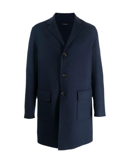 Colombo Blue Notched-Collar Single-Breasted Coat for men
