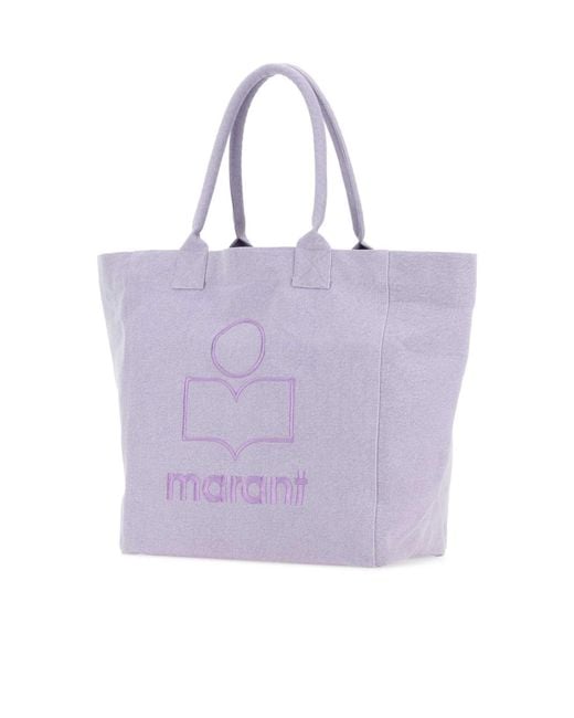 Isabel Marant Purple Yenky Logo Embroidered Tote Bag