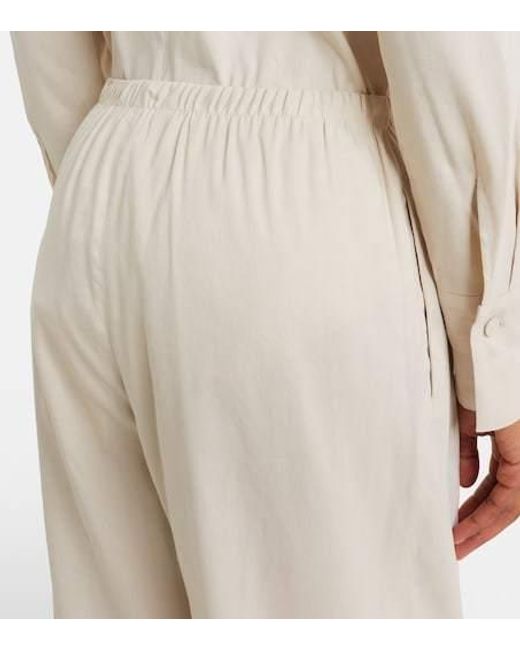 Max Mara White Destino Linen-Blend Wide-Leg Silhouette