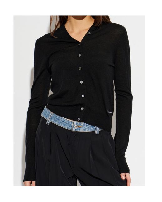 Alexander Wang Black Button-Up V-Neck Cardigan