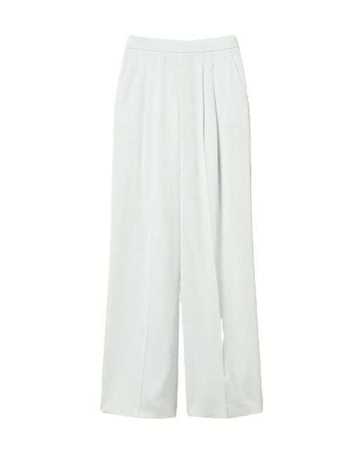 Twinset White Pleated Wide-Leg Pants
