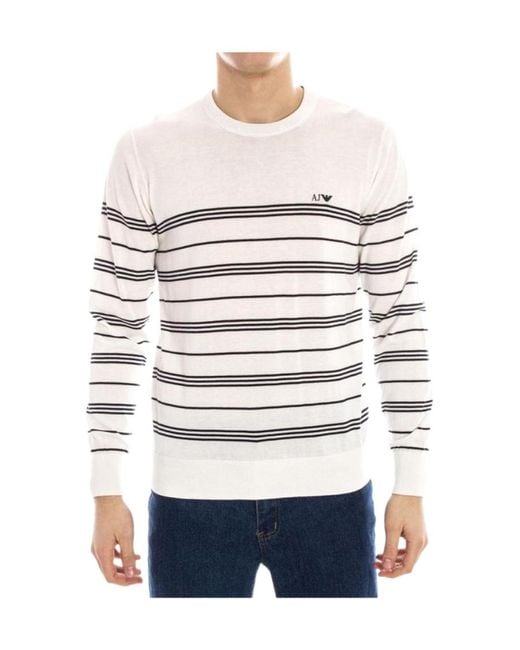 Armani Jeans White Striped Sweater for men