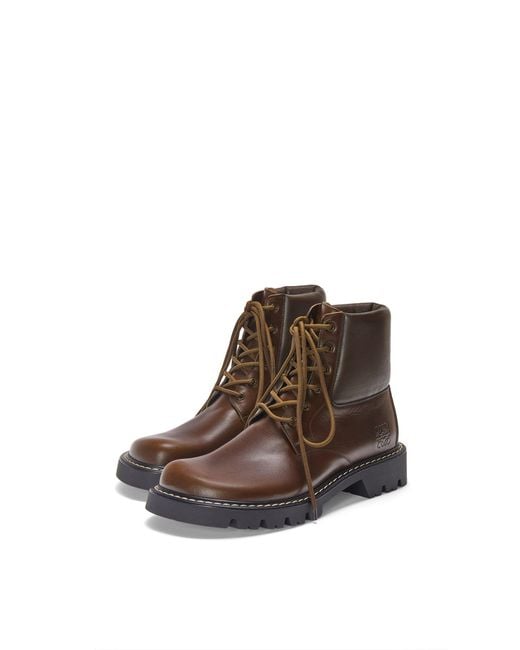 Loewe Brown Sierra Combat Ankle Boot In Vegetable-tanned Calfskin for men