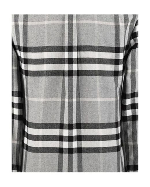 Burberry Gray Plaid Shirt for men