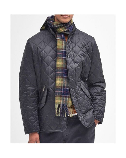 Barbour Blue Tartan Lambswool Scarf for men