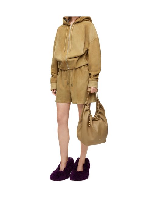 Loewe Natural Drawstring Leather Shorts
