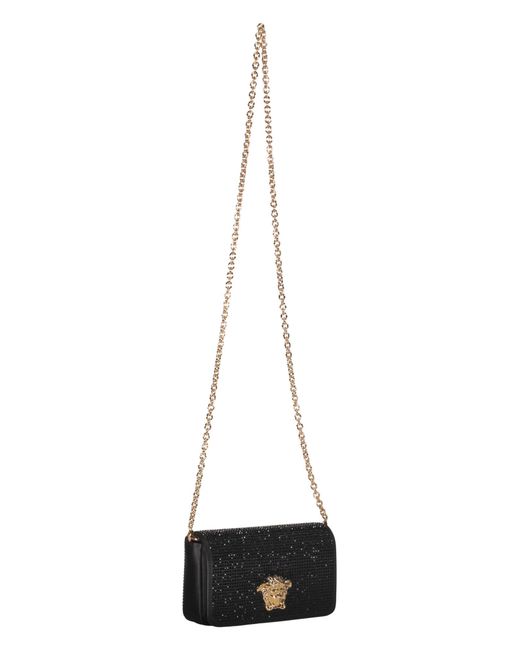 Versace Black Embellished Chain Strap Mini Bag