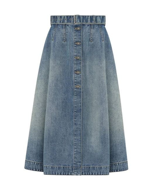 Dior Blue Mid-Length Flared Skirt