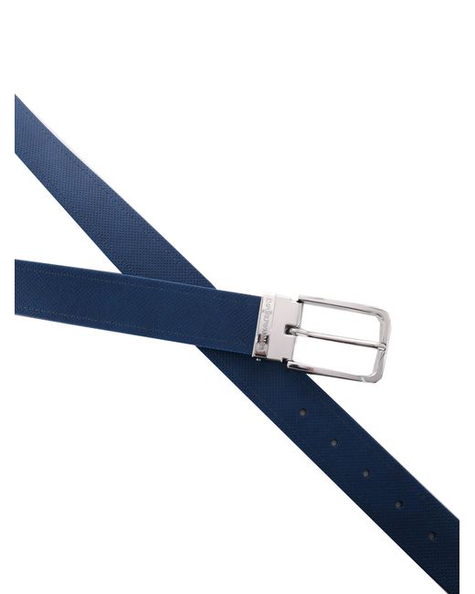 Emporio Armani Blue Logo Engraved Buckled Belt for men
