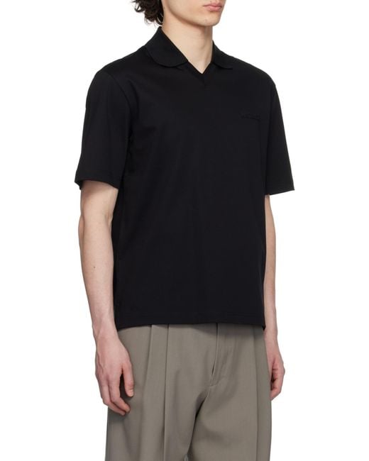 Mackage Black V-Neck Short Sleeved Polo Shirt for men
