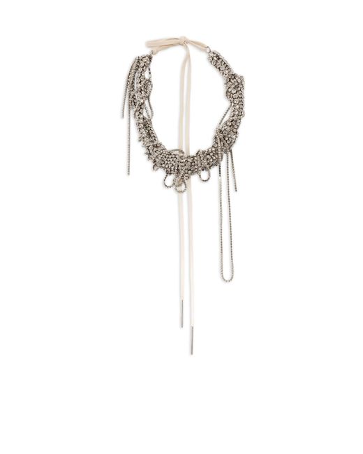 Dries Van Noten White Embellished Chain Necklace