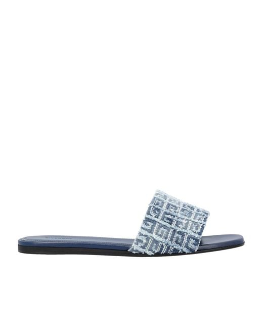 Givenchy Blue 4G Motif Denim Sandlas