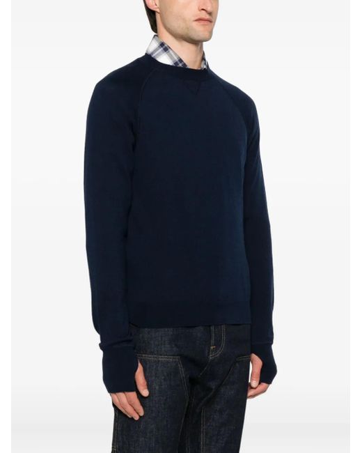 Eleventy Blue Ribbed Crewneck Sweater for men