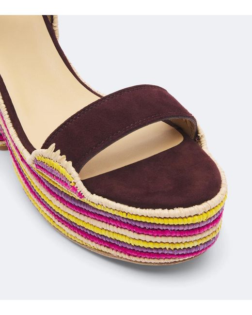 Gabriela Hearst Pink Sardis Suede And Raffia Platform Sandals