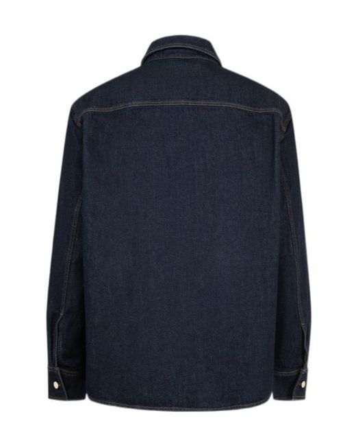 Casablanca Blue Logo-Embroidered Overshirt for men