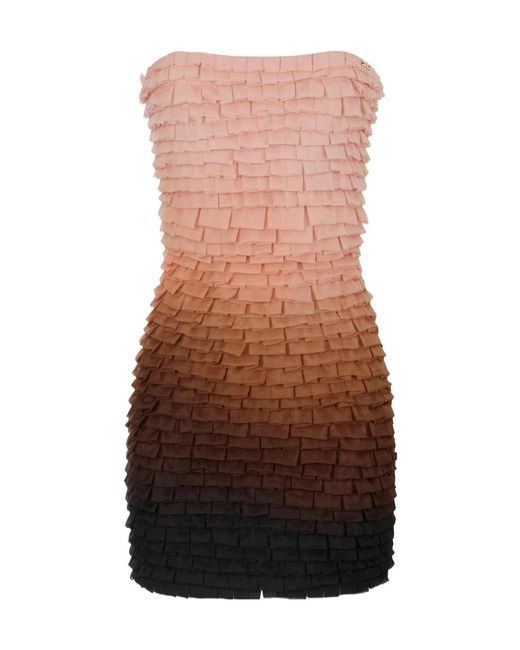 Elisabetta Franchi Brown Tulle Mini Dress