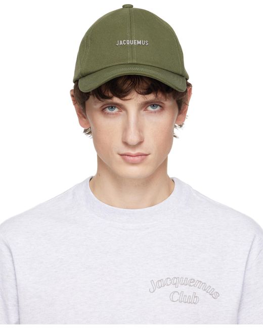 Jacquemus Green Logo Plaque Curved Peak Cap for men