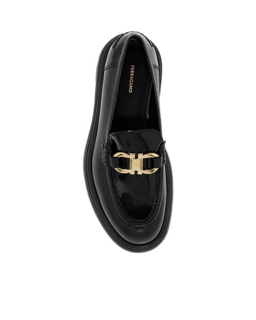 Ferragamo Black Ferragamo Logo-Engraved Mocassins