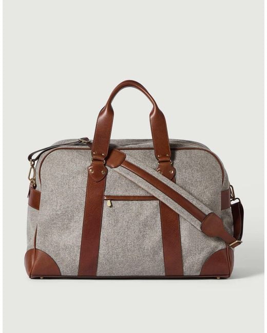 Brunello Cucinelli Brown Leather-Trim Holdall Bag for men