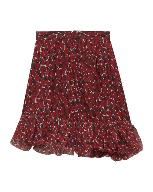 Saint Laurent Red Ruffled Hem Mini Skirt