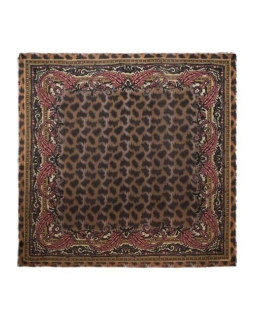 Etro Brown Animalier Square Scarf