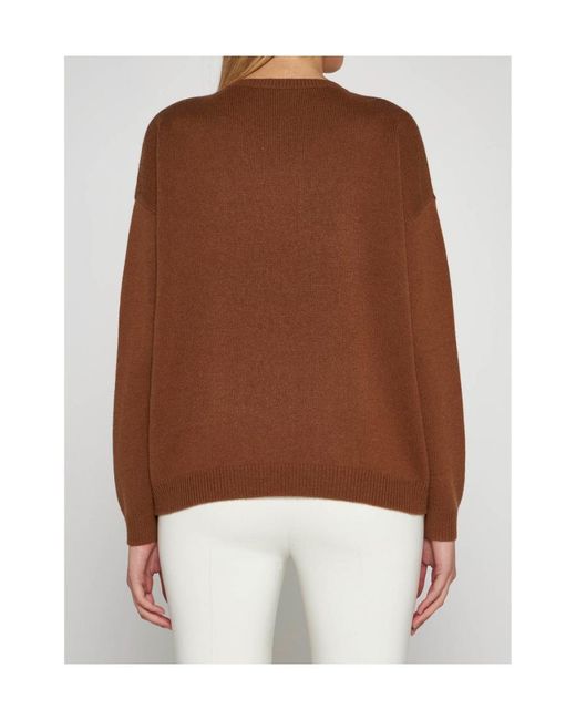Max Mara Brown Panaria Long-Sleeved Knitted Sweater