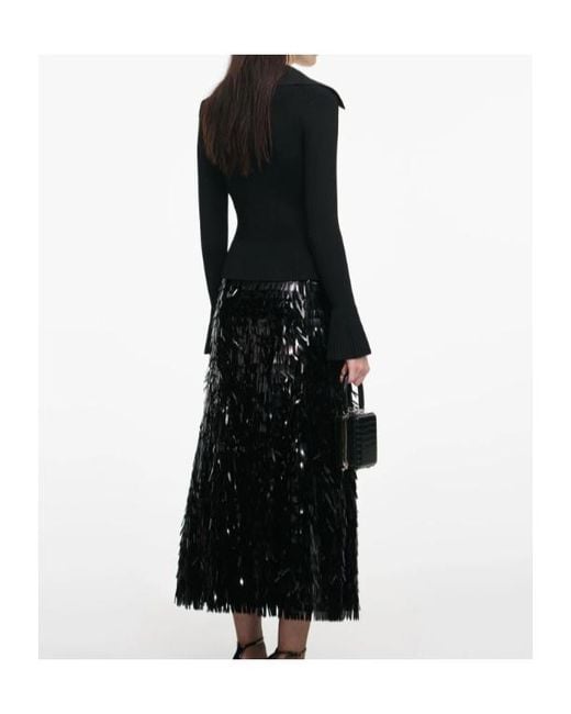 Self-Portrait Black Button Down Knit Top