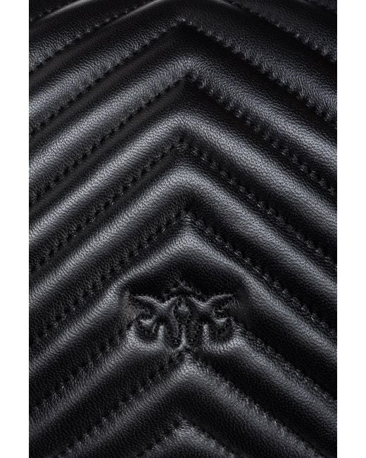 Pinko Black Lady Love Puff Chevron Mini Crossbody Bag