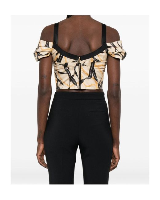Elisabetta Franchi Multicolor Chain Detailed Cropped Top