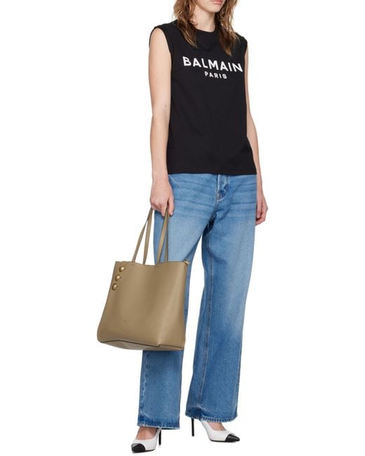 Balmain Black Cotton Logo T-Shirt