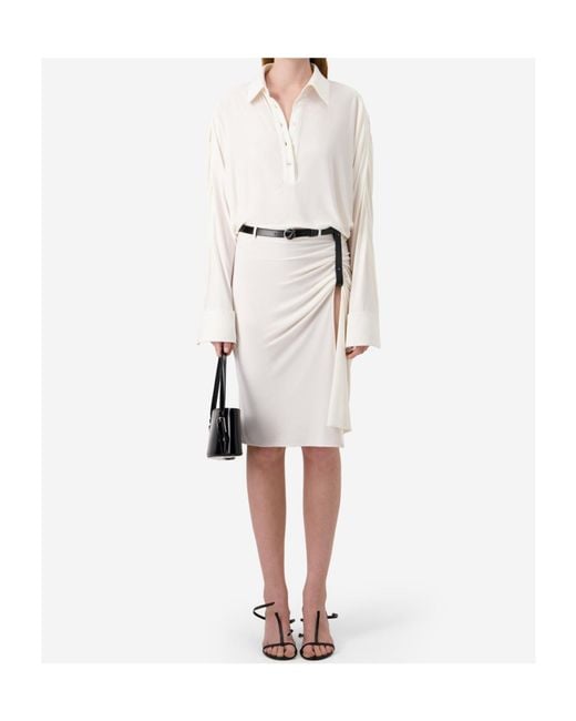 Coperni White Belted Draped Dress